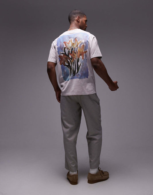 Oversized Fit T-Shirt With Front And Back Daffodils Print