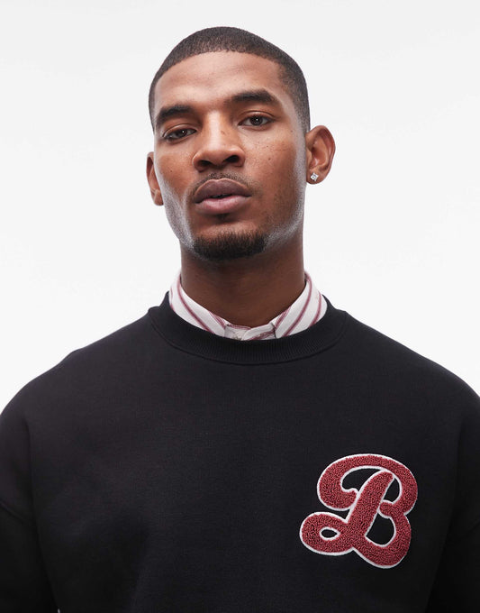 Heavyweight Oversized Fit Sweatshirt With Letter Chenille Embroidery