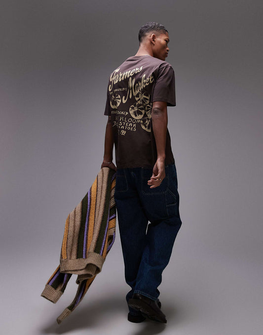 Oversized Fit T-Shirt With Front And Back Farmers Market Print