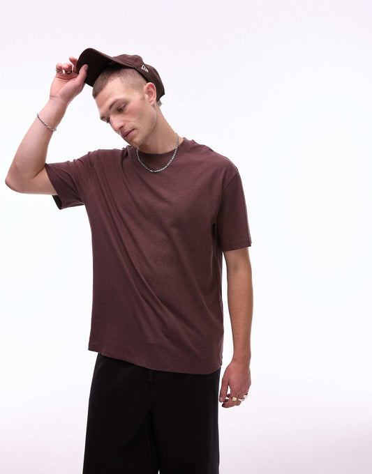 Oversized Fit T-Shirt With Linen Blend