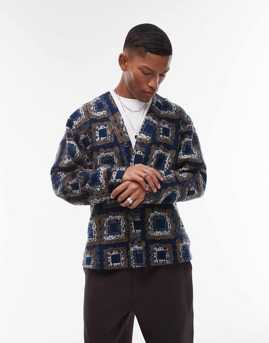 Oversized Fit Jacquard Cardigan