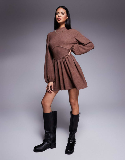 Fit And Flare High Neck Mini Dress