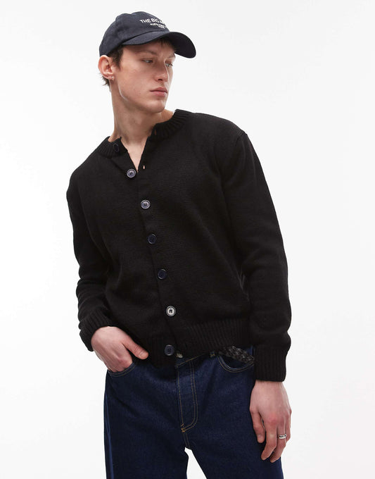 Crew Neck Button Through Cardigan