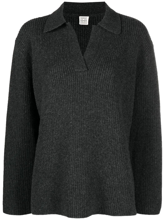 Polo Collar Wool-Blend Jumper
