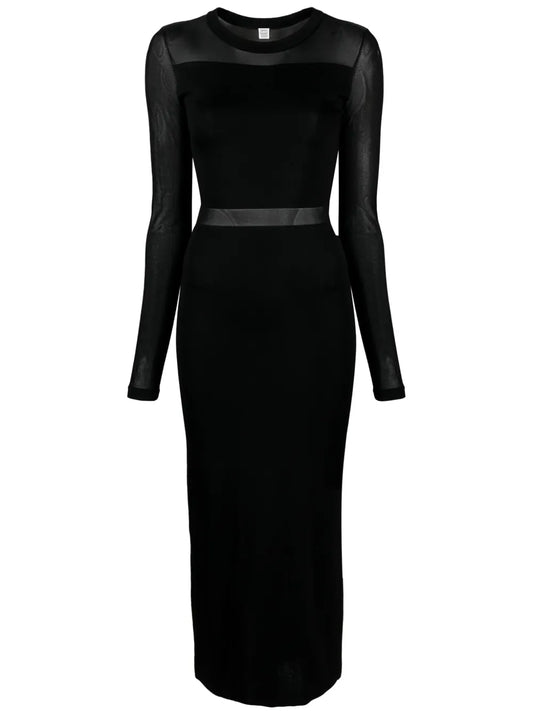 Semi-Sheer Fine-Knit Dress