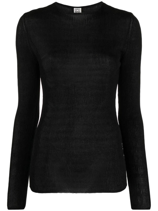 Metallic Ribbed-Knit Jumper