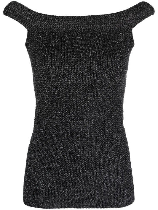Roll Off-Shoulder Knitted Top