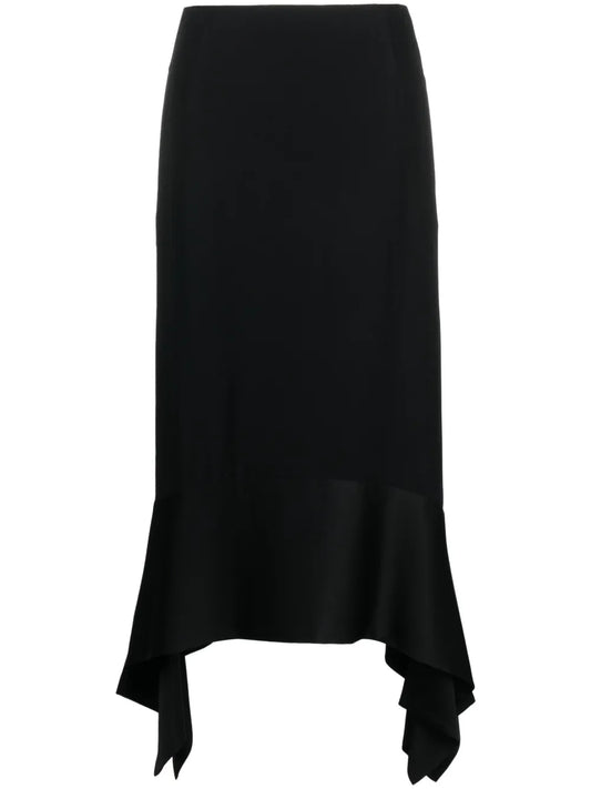 Asymmetric Crepe-Texture Midi Skirt