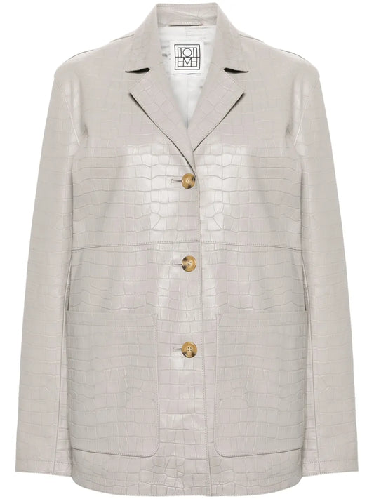 Crocodile-Embossed Leather Jacket
