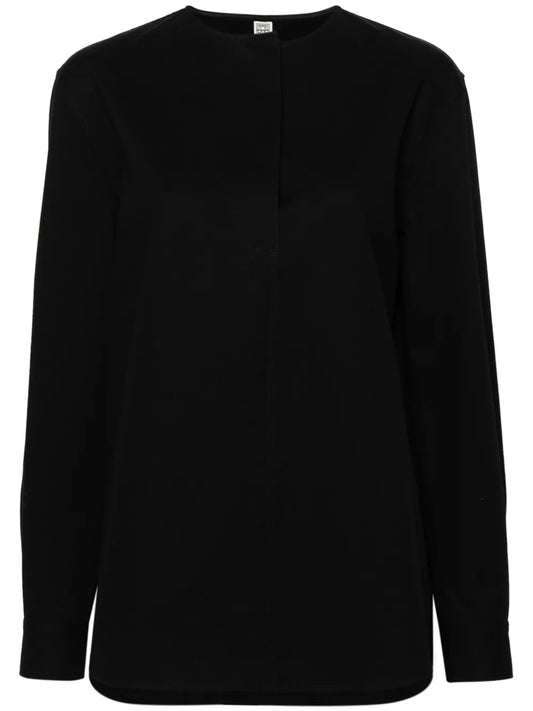 Collarless Twill Shirt