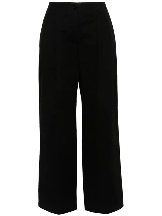 Wide-Leg Twill Trousers