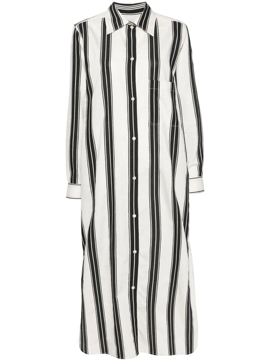 Stripe-Pattern Shirt Dress