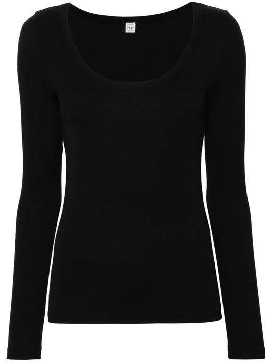 Scoop-Neck Fine-Ribbed T-Shirt