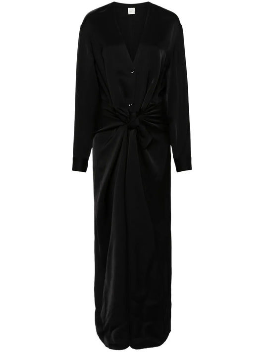 Knot-Detail Satin Dress