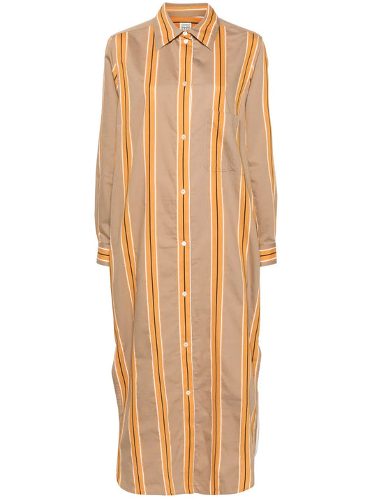 Jacquard-Striped Shirtdress
