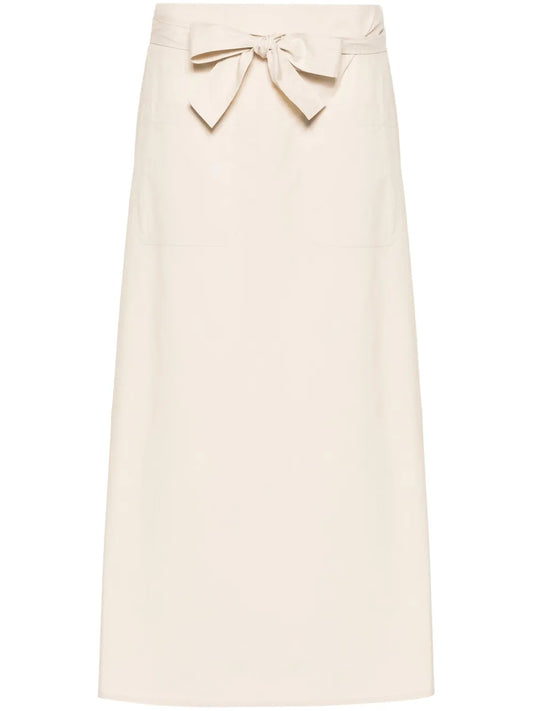 Tie-Waist Cotton Midi Skirt