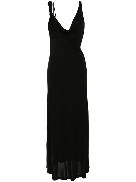 Twist-Detailed Crepe Maxi Dress