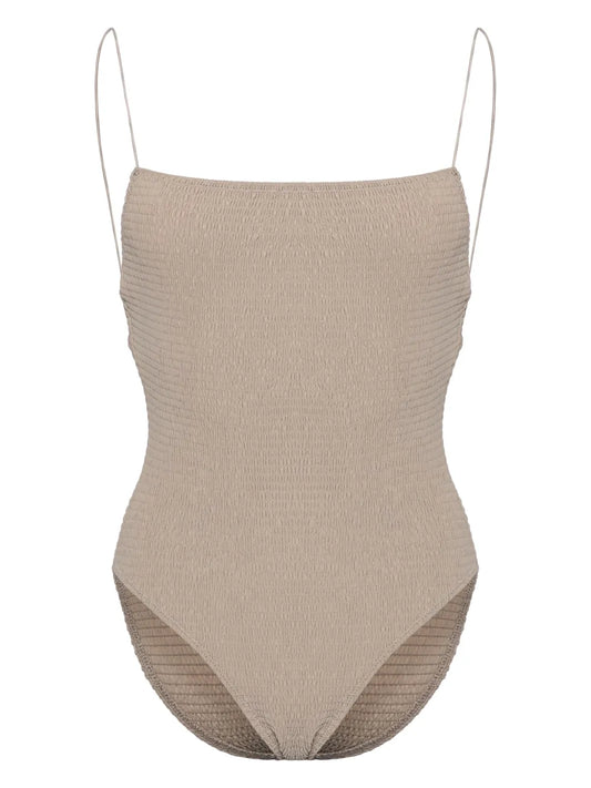 Smocked Square-Neck Swimsuit