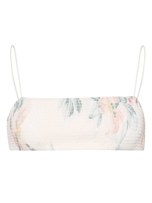 Smocked Bandeau Bikini Top