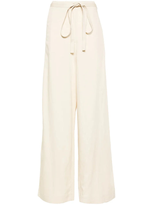 Belted-Waist Flared Trousers