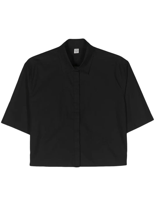 Classic-Collar Cropped Shirt