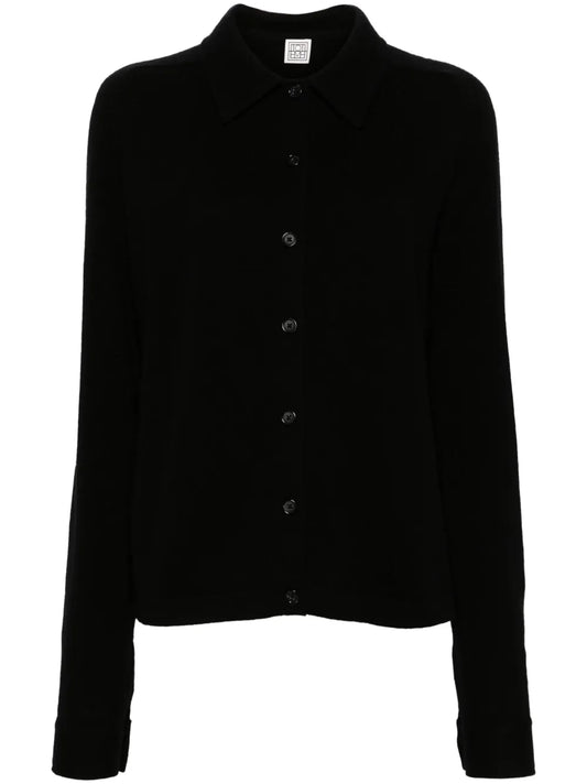 Shirt-Collar Cashmere Cardigan