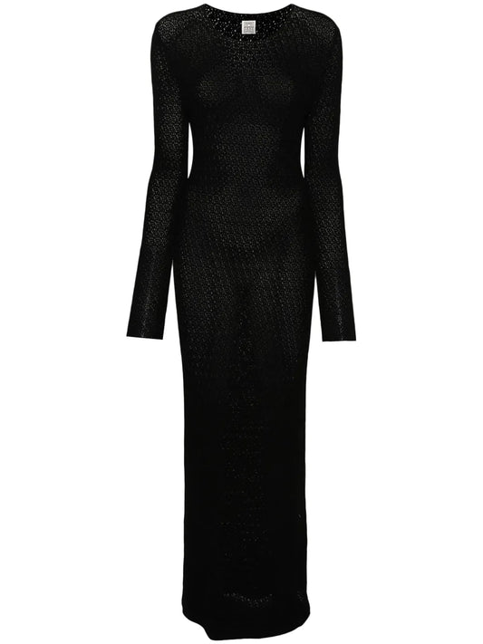Long-Sleeve Crochet Maxi Dress