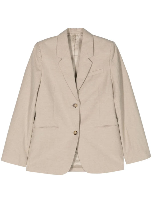 Single-Breasted Linen-Blend Blazer