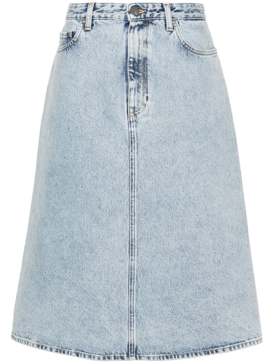 Organic Cotton Denim Midi Skirt