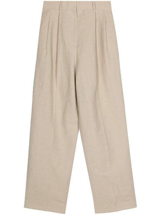 Pleat-Detail Tapered Trousers