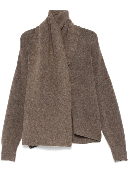 Attached-Scarf Sweater