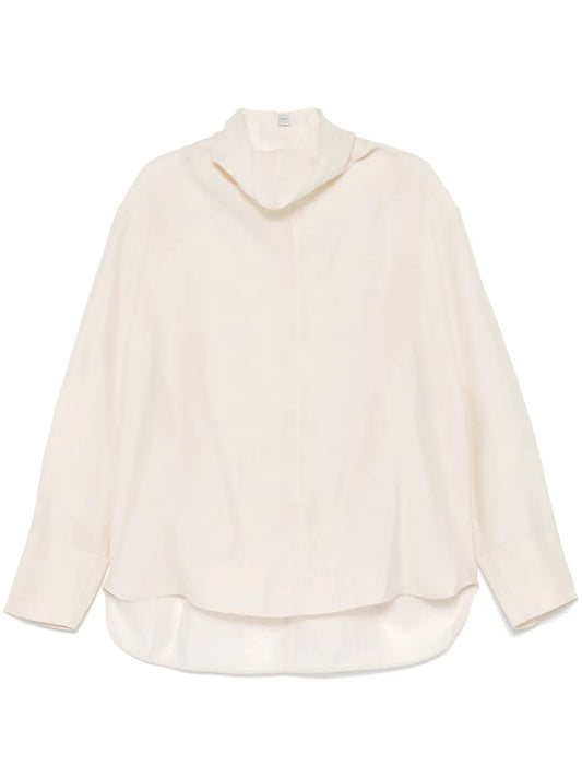 Funnel-Neck Organza Blouse