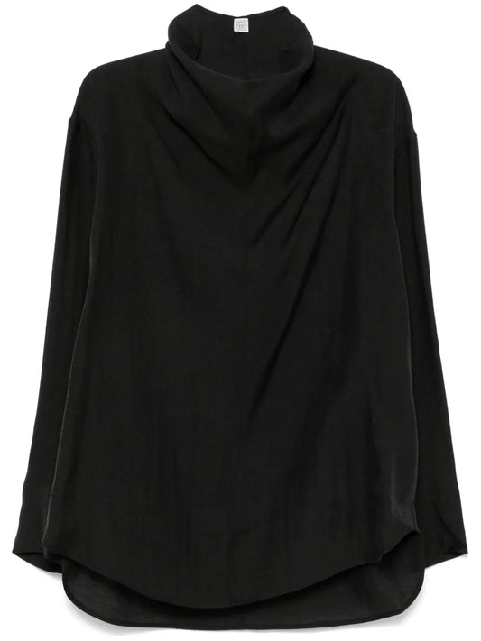 Funnel-Neck Organza Blouse