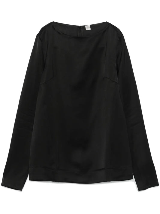 Long-Sleeve Satin Top