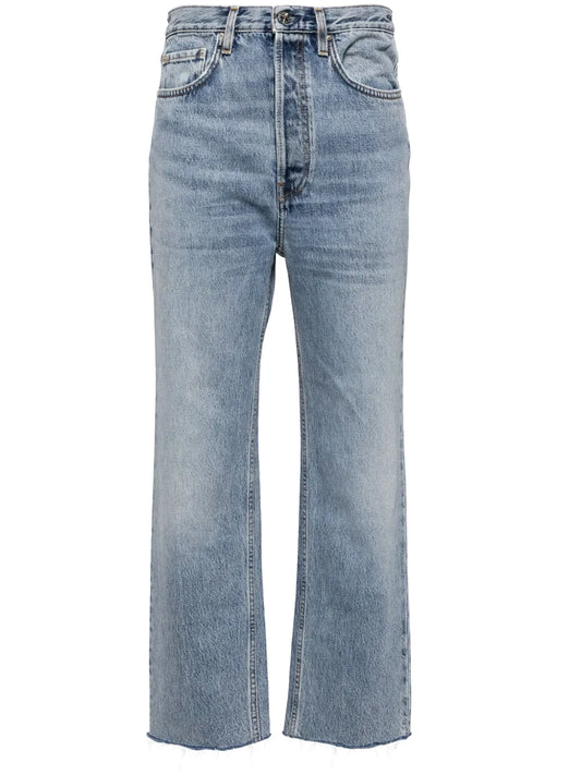 Whiskering-Effect Straight-Leg Jeans