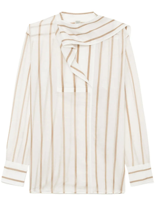 Scarf-Attached Detailing Shirt