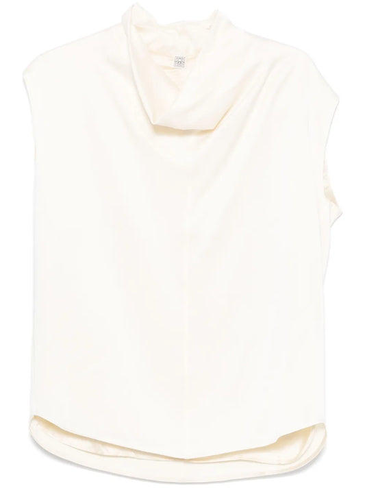 Sleeveless Funnel-Neck Blouse