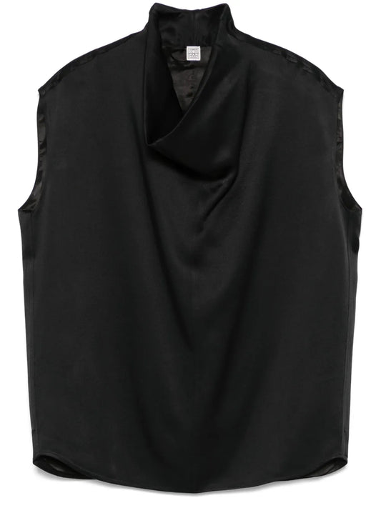 Sleeveless Funnel-Neck Blouse