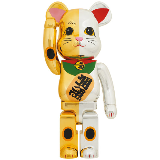 Medicom Be@Rbrick Maneki Neko Ten Million Ryo Gold X Good Luck Silver