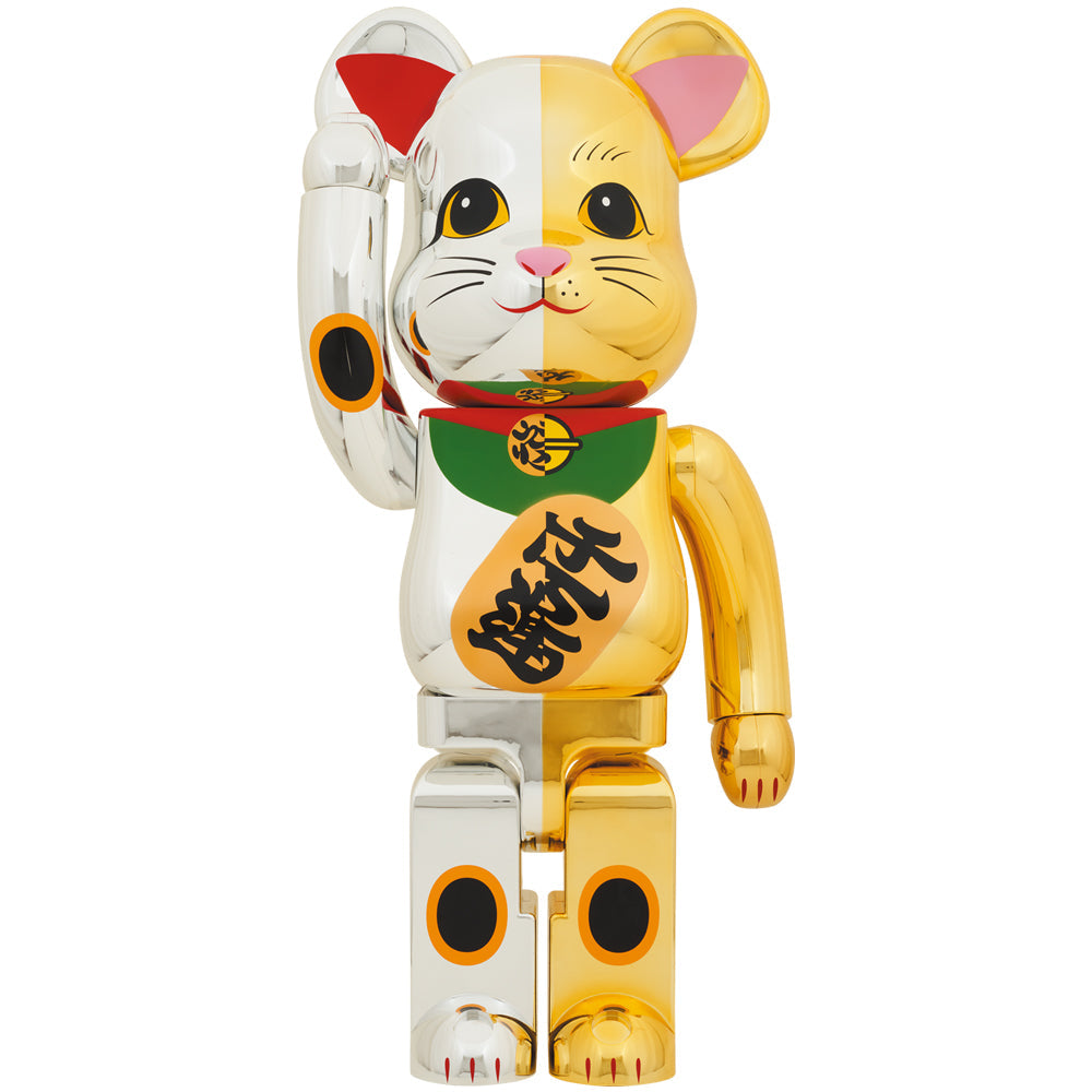 Medicom Be@Rbrick Maneki Neko Good Luck Silver X Ten Million Ryo Gold