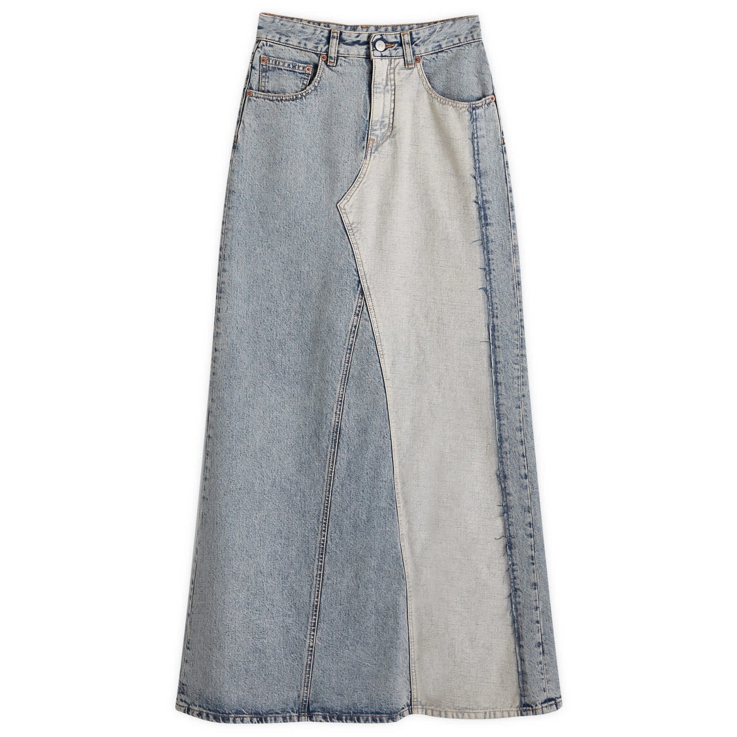 MM6  Patchwork Denim Maxi Skirt
