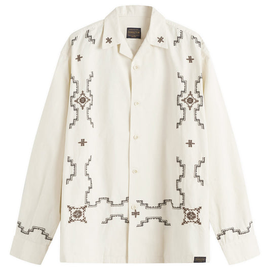 Embroidered Open Collar Shirt