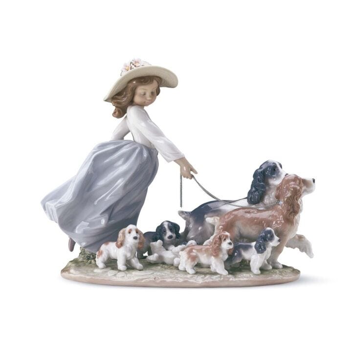 Puppy Parade Girl With Dogs Figurine