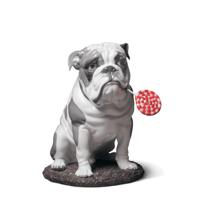 Bulldog With Lollipop Dog Figurine