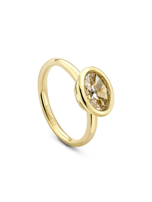 Florentine Oval Yellow Diamond Ring