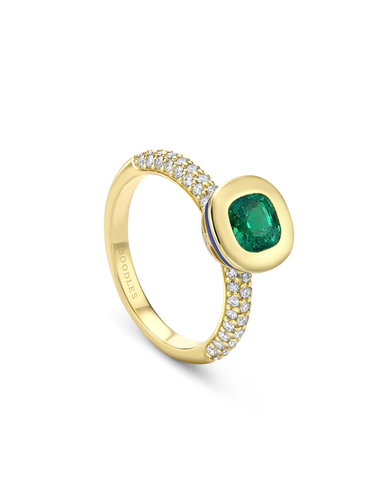 Florentine Cushion Emerald Ring