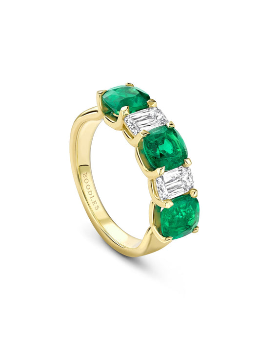 Classic Emerald and Ashoka Diamond Ring