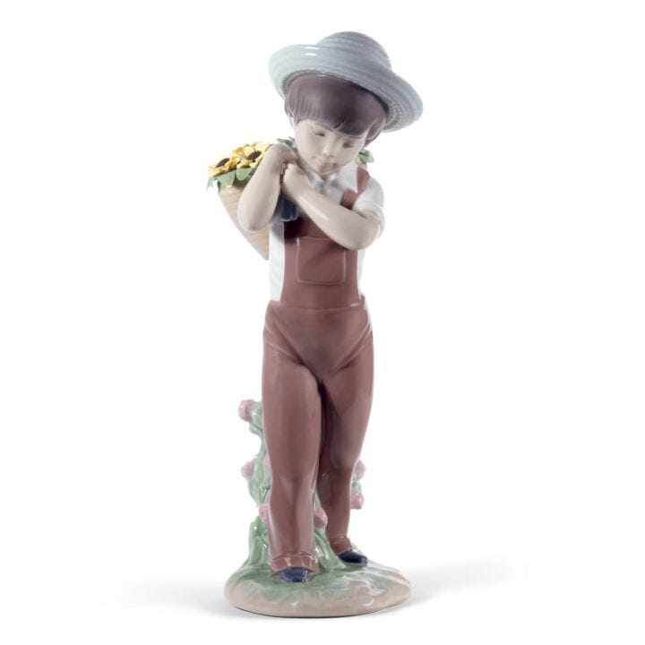 Gathering Flowers Boy Figurine