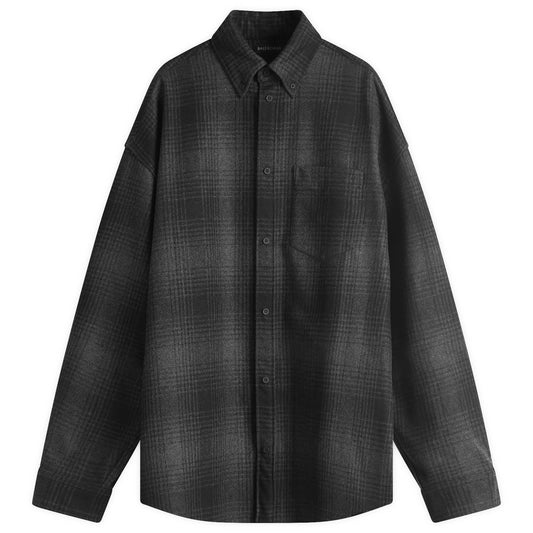 Check Wool Flannel Oversized Shirt