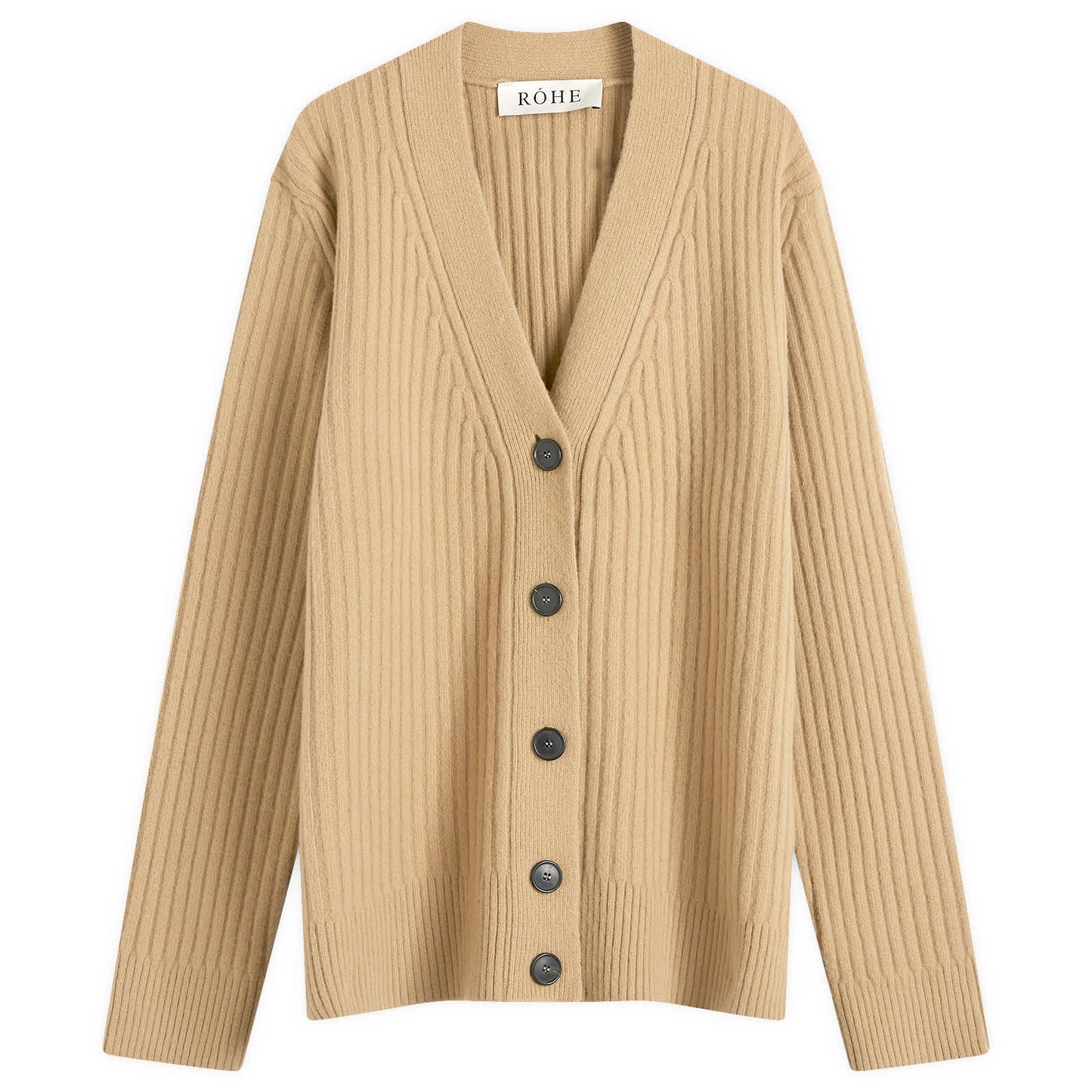 Ribbed Boiled Wool Knitted Cardigan